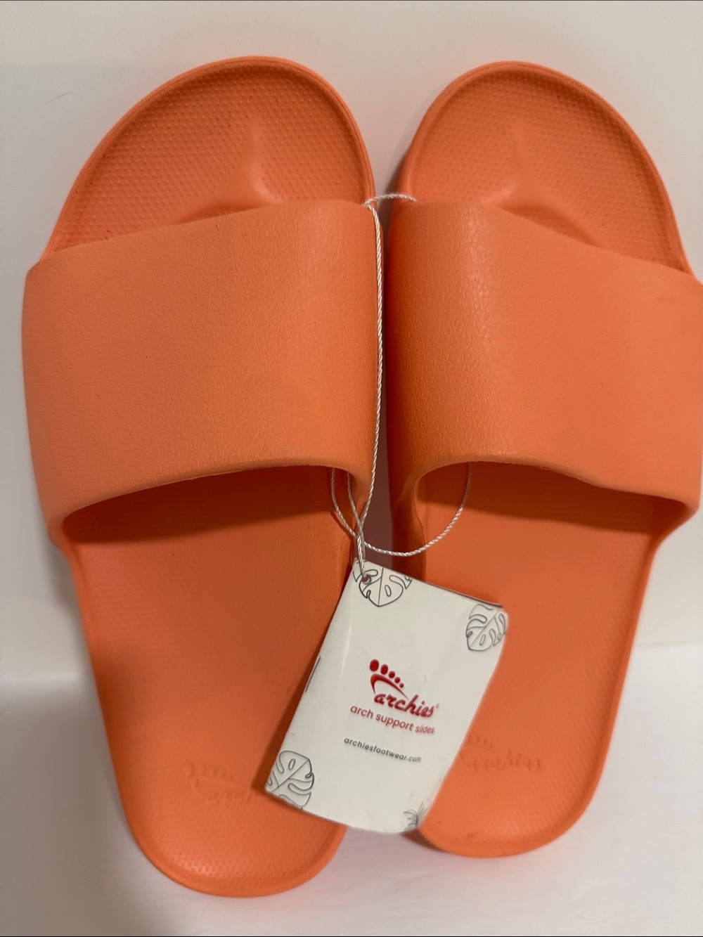 Archie’s Unisex Men's Orange Slide Sandals - Arch Support Men’s Size 10
